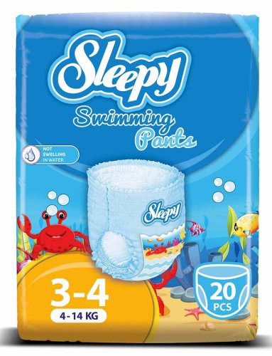 Sleepy Swimming Подгузники-трусики, размер 3-4, 4-14 кг, 20 штук