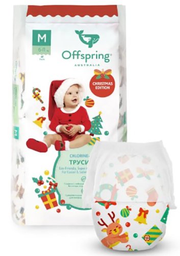 Offspring Подгузники, размер M, 6-11 кг,  42 штуки / расцветка Новый год