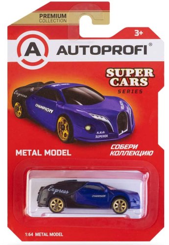 Autoprofi Машинка коллекционная 1:64 Super Cars / цвет синий-черный