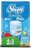 Sleepy Swimming Подгузники-трусики, размер 4-5, 7-18 кг, 17 штук					