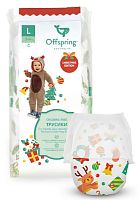 Offspring Подгузники, размер L, 9-14 кг,  36 штук / расцветка Новый год					