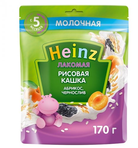 Heinz Каша Лакомая рисовая абрикос-чернослив, с 5 месяцев, 170 г